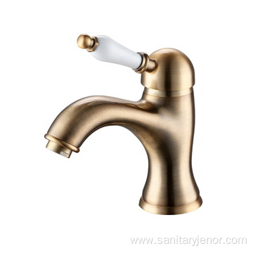 Antique Bathroom Gold Water Saving Brass Basin Faucet